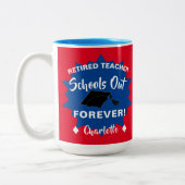 Pensioen Funny Teacher Gezegde Tweekleurige Koffiemok (Links)