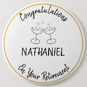 Pensioen Gefeliciteerd aangepaste naam Keepsake Ronde Button 6,0 Cm (Voorkant)