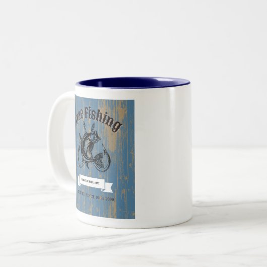 Pensioen Gift Gone Gevist Gepensioneerd Rustiek Ho Tweekleurige Koffiemok (Voorkant links)