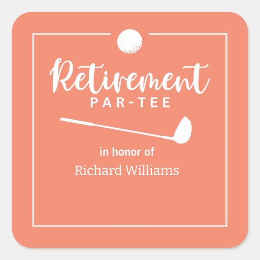 Pensioen golfbal T-shirt Flag Modern Peach Vierkante Sticker (Voorkant)
