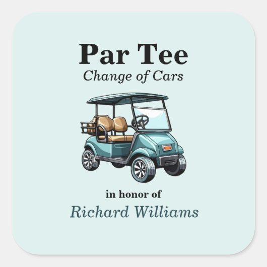 Pensioen golfkar par T-shirt thema Vierkante Sticker (Voorkant)