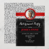 Pensioen met foto - Rood Zilver Zwart Kaart (Voorkant / Achterkant)