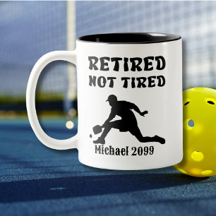 Pensioen niet moe Pickleball speler Tweekleurige Koffiemok