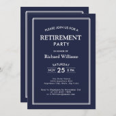 Pensioen partij Classic Blue Uitnodiging (Voorkant / Achterkant)