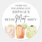 Pensioen partij gunst, grappig Mint gunst Ronde Sticker (Voorkant)