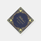 Pensioen Partij Marine Blauw en Goud Elegant Scrip Servet (Hoek)