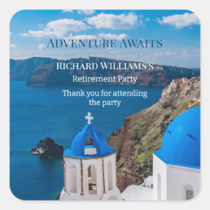 Pensioen Party Avontuur wacht op Griekenland Medit Vierkante Sticker