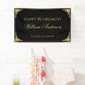 Pensioen Party Black Gold  Elegant Script Spandoek (Insitu)