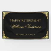Pensioen Party Black Gold  Elegant Script Spandoek (Horizontaal)