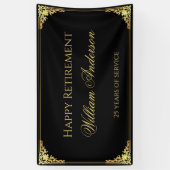 Pensioen Party Black Gold  Elegant Script Spandoek (Verticaal)