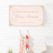 Pensioen Party Blush Pink Elegant Script  Spandoek (Insitu)