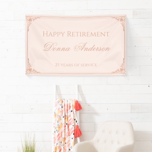 Pensioen Party Blush Pink Elegant Script  Spandoek (Insitu)