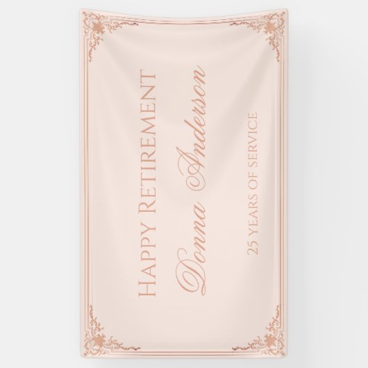 Pensioen Party Blush Pink Elegant Script Spandoek (Verticaal)