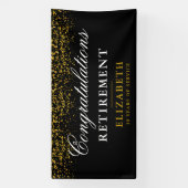 Pensioen Party Gold Glitter Black Banner (Verticaal)