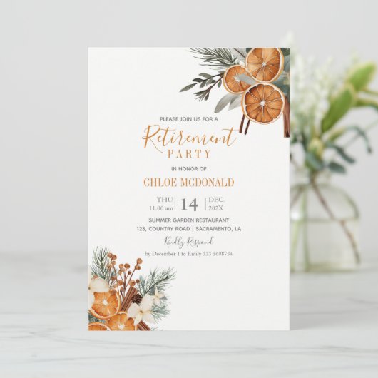 Pensioen Party uitnodiging wintergroen (Staand voorkant)