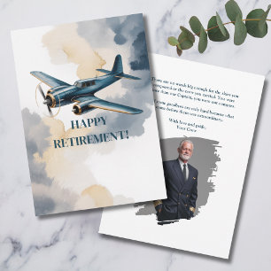 Pensioen Piloot Foto Vliegtuig Bemanning Blauw Gou Kaart