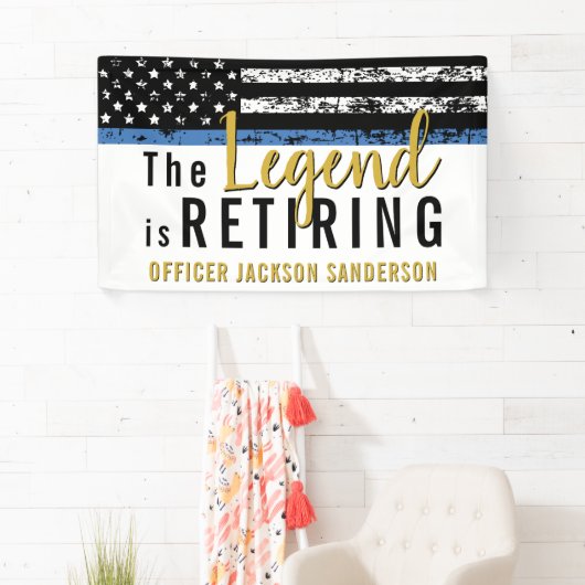 Pensioen Politie Dunne Blauwe Lijn Amerikaans Spandoek (Insitu)