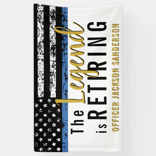 Pensioen Politie Dunne Blauwe Lijn Amerikaans Spandoek (Verticaal)
