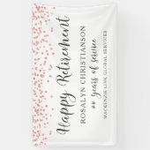 Pensioen Roos Goud Glitter Confetti Script Spandoek (Verticaal)