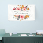 Pensioen Roze Blush Bloemen Spandoek (Beurs)