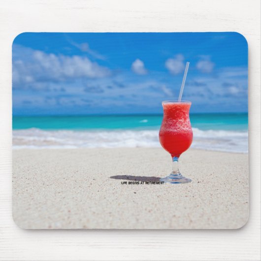 Pensioen: Sandy Beach en Frosty Drink Muismat (Voorkant)