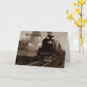 Pensioen Spoorweg Metafoor Steam Op Trein Track! Kaart (Gele Bloem)