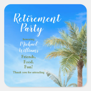 Pensioen Strand Thema Party Vrienden Voedsel Leuk Vierkante Sticker