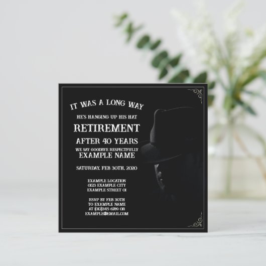 Pensioenaankondiging met Cowboy in Halve Schaduw (Staand voorkant)