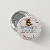 Pensioenaankondiging met oude sporen ronde button 3,2 cm (Voorkant /achterkant)