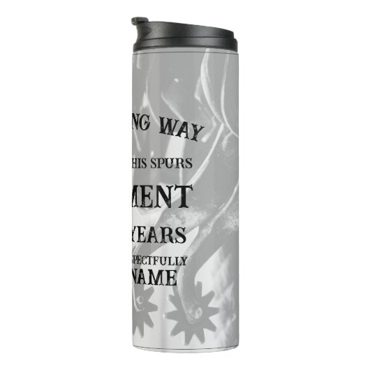 Pensioenaankondiging met oude sporen thermosbeker (Geroteerd rechts)