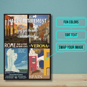 Pensioenavonturen Vintage Travel Posters Kaart