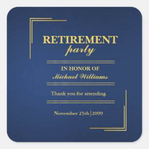 Pensioenbedrijf Elegant Blauw Goud Vierkante Sticker