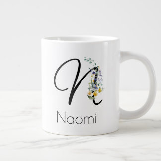 Pensioencadeau werkgever monogram aquarel extra grote beker