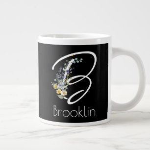 Pensioencadeau werkgever Monogram wilde bloem Extra Grote Beker