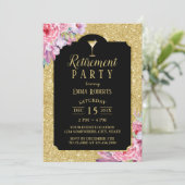 Pensioencocktail Party Modern Gold Floral Kaart (Staand voorkant)