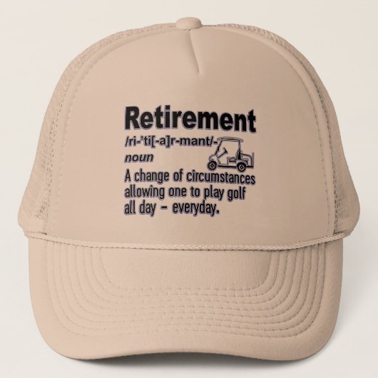 Pensioendefinitie grappig voor golffan trucker pet (Voorkant)