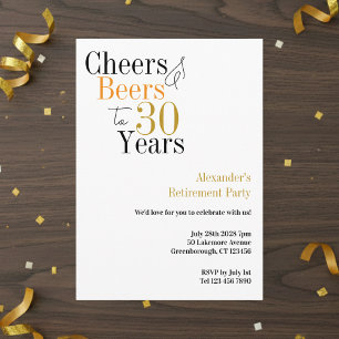 Pensioenfeest 30 jaar Cheers en bieren minimaal Kaart