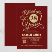 Pensioenfeest - Bourgogne Maroon Gold Kaart (Voorkant / Achterkant)