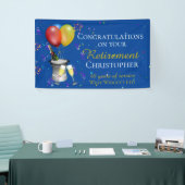 Pensioenfeest Bruis Gelukwensing Blauw Spandoek (Beurs)