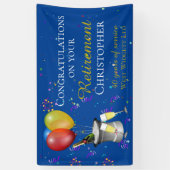 Pensioenfeest Bruis Gelukwensing Blauw Spandoek (Verticaal)