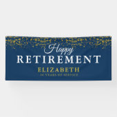 Pensioenfeest Gold Glitter Blue Spandoek (Horizontaal)