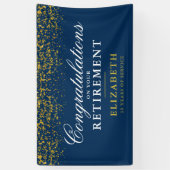 Pensioenfeest Gold Glitter Blue Spandoek (Verticaal)