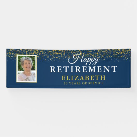 Pensioenfeest Gold Glitter foto Spandoek (Horizontaal)