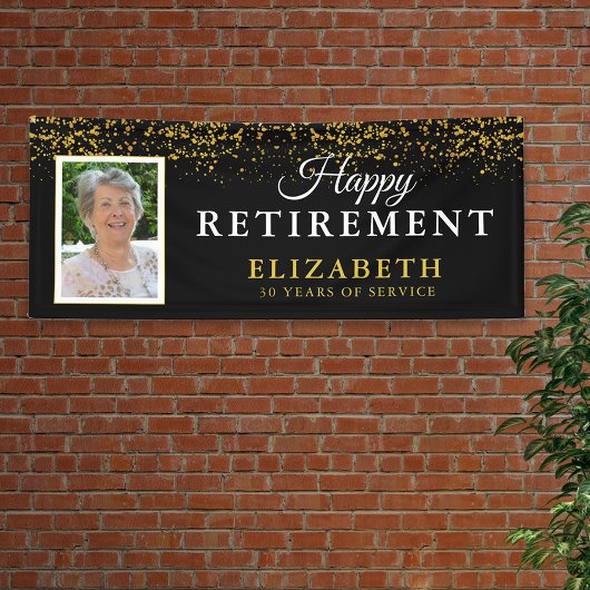 Pensioenfeest Gold Glitter foto Spandoek