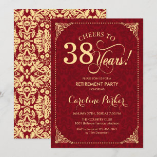 Pensioenfeest - Gold Red Damask Kaart