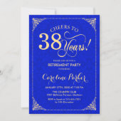 Pensioenfeest - Gold Royal Blue Damask Kaart (Voorkant)