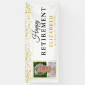 Pensioenfeest Goud Glitter Wit Foto Spandoek (Verticaal)