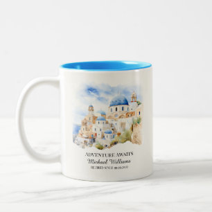 Pensioenfeest Kleurrijk Griekenland Village Hill Tweekleurige Koffiemok