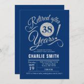 Pensioenfeest - Navy Blue Silver Kaart (Voorkant / Achterkant)