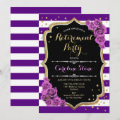 Pensioenfeest - Paarse witte strepen Kaart (Voorkant / Achterkant)
